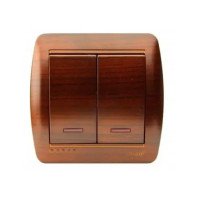 Выключатель двухклавишный накладной с подсветкой LEZARD Demet античный кедр IP20 711-0400-112
