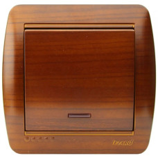 Выключатель одноклавишный накладной с подсветкой LEZARD Demet античный кедр IP20 711-0400-111