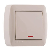 Выключатель накладной одноклавишный с подсветкой LEZARD Demet крем 711-0300-111