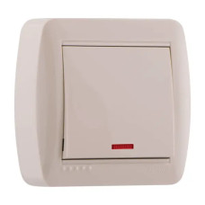 Выключатель накладной одноклавишный с подсветкой LEZARD Demet крем 711-0300-111