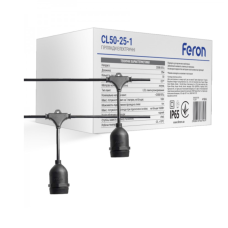 Гирлянда "Белт-лайт" CL50-25 230V, 50*Е27 шаг 50см, 25м+1,5м шнур, черный IP65 01863