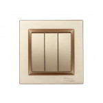 Выключатель 3-кл бронза+кремовый механизм 9613+9313 JAZZ LUXEL