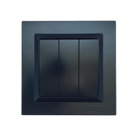 Выключатель 3-кл черный+кремовый механизм 9113+9313 JAZZ LUXEL