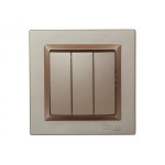 Выключатель 3-кл терракот+кремовый механизм 9213+9313 JAZZ LUXEL