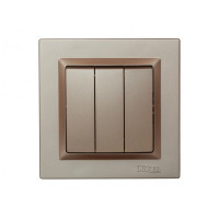Выключатель 3-кл терракот+кремовый механизм 9213+9313 JAZZ LUXEL