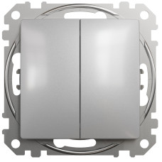 Двухклавишный выключатель SCHNEIDER Sedna Design алюминий SDD113105