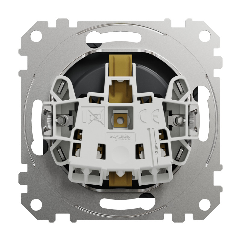 Розетка одинарная с/з со шторками SCHNEIDER Sedna Design черный SDD114022