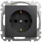 Розетка одинарная с/з со шторками SCHNEIDER Sedna Design черный SDD114022