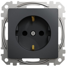 Розетка одинарная с/з со шторками SCHNEIDER Sedna Design черный SDD114022