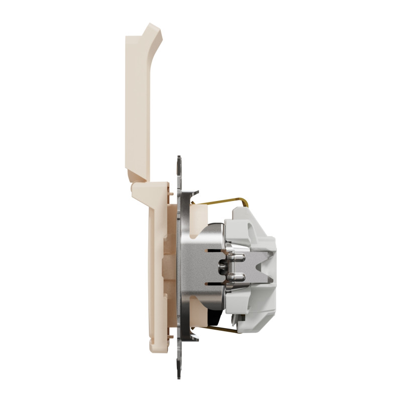 Розетка одинарная с/з со шторками и крышкой SCHNEIDER Sedna Design бежевый SDD112024