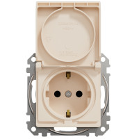 Розетка одинарная с/з со шторками и крышкой SCHNEIDER Sedna Design бежевый SDD112024