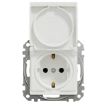 Розетка с/з одинарная со шторками и крышкой SCHNEIDER Sedna Design белый SDD111024