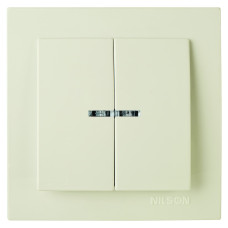 Выключатель двухклавишный с подсветкой NILSON Touran крем 24121004