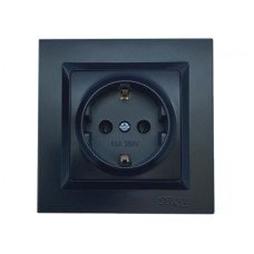 Розетка 1-я с/с черная+белый механизм 9104+9004 JAZZ LUXEL