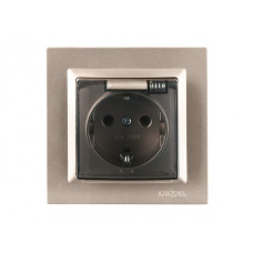 Розетка 1-на с/с с крышкой терракот+кремовый механизм 9211 + 9311 JAZZ LUXEL