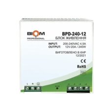 Блок питания PROFESSIONAL DC12 240W BPD-240-12 20A под DIN-рейку