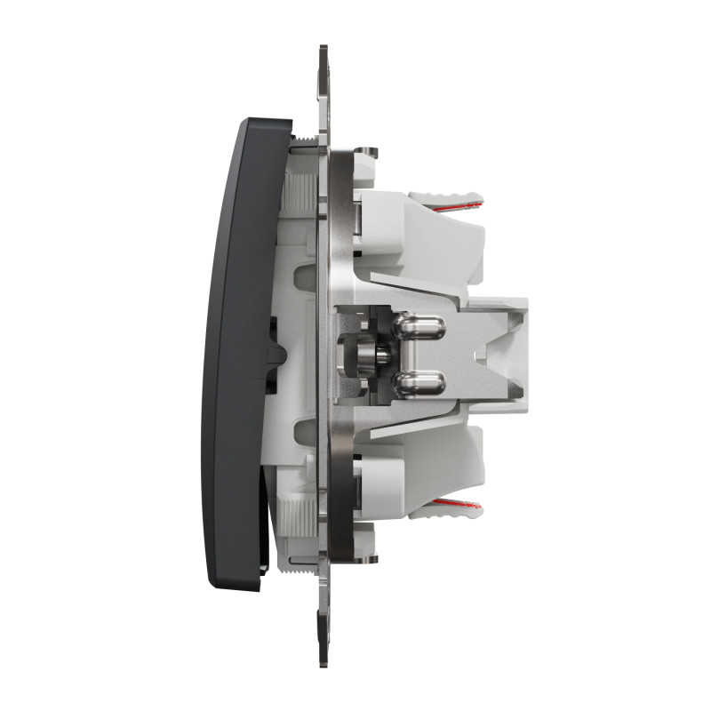 Двухклавишный проходной выключатель SCHNEIDER Sedna Design черный SDD114108