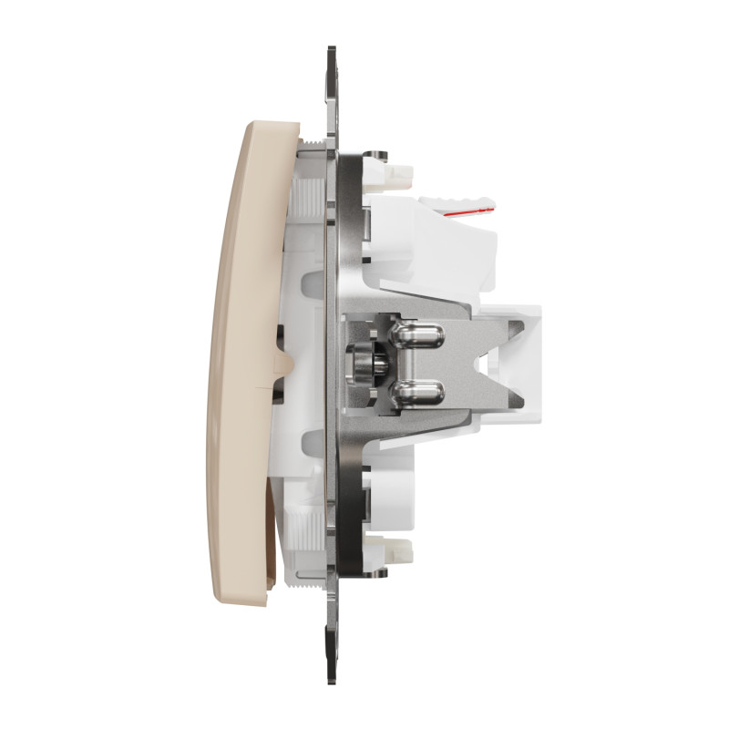 Двоклавішний вимикач з синьою підсвіткою SCHNEIDER Sedna Design бежевий SDD112105L