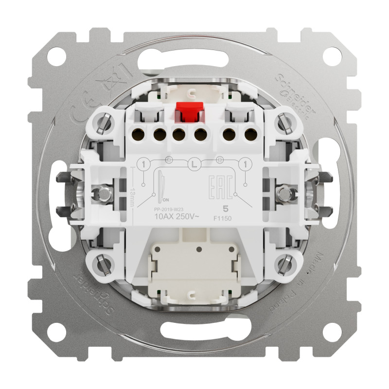 Двухклавишный выключатель с синей подсветкой SCHNEIDER Sedna Design белый SDD111105L