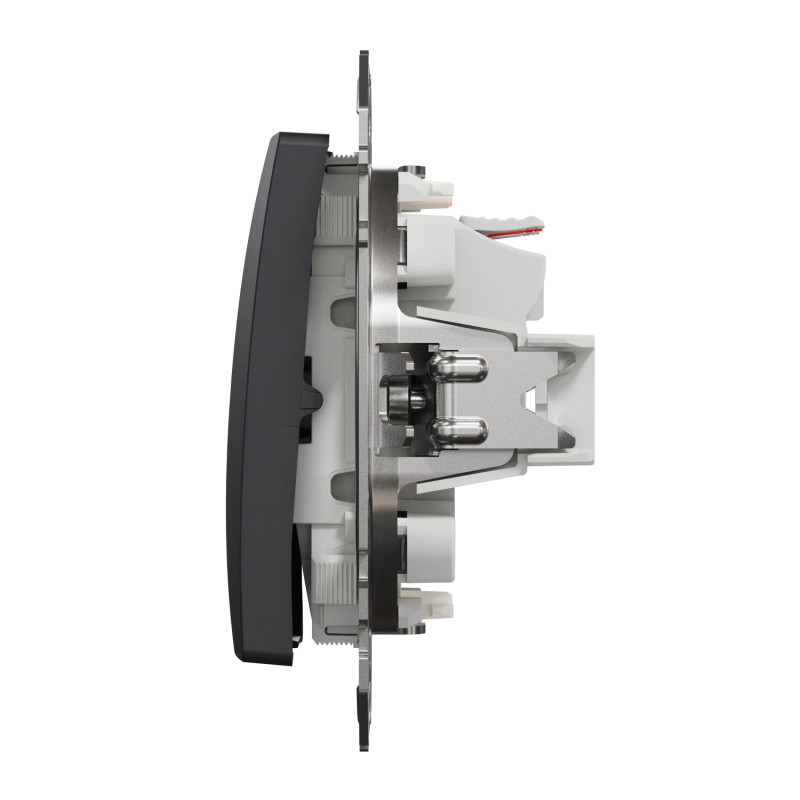 Двоклавішний вимикач з синьою підсвіткою SCHNEIDER Sedna Design чорний SDD114105L