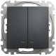 Двухклавишный выключатель с синей подсветкой SCHNEIDER Sedna Design черный SDD114105L
