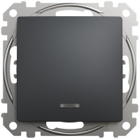 Одноклавишный выключатель с синей подсветкой SCHNEIDER Sedna Design черный SDD114101L