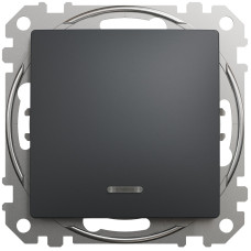 Одноклавишный выключатель с синей подсветкой SCHNEIDER Sedna Design черный SDD114101L