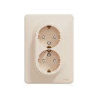 Розетка двухместная с/з со шторками SCHNEIDER Sedna Design бежевый SDD312221