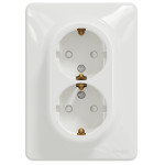 Розетка двухместная с/з со шторками SCHNEIDER Sedna Design белый SDD311221