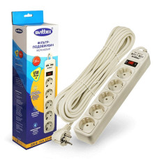 Сетевой фильтр-удлинитель 5 выходов +2 USB 5V Svittex 10м (SV-026)
