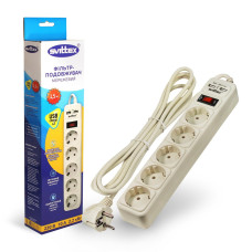 Сетевой фильтр-удлинитель 5 выходов +2 USB 5V Svittex 1.5м (SV-022)