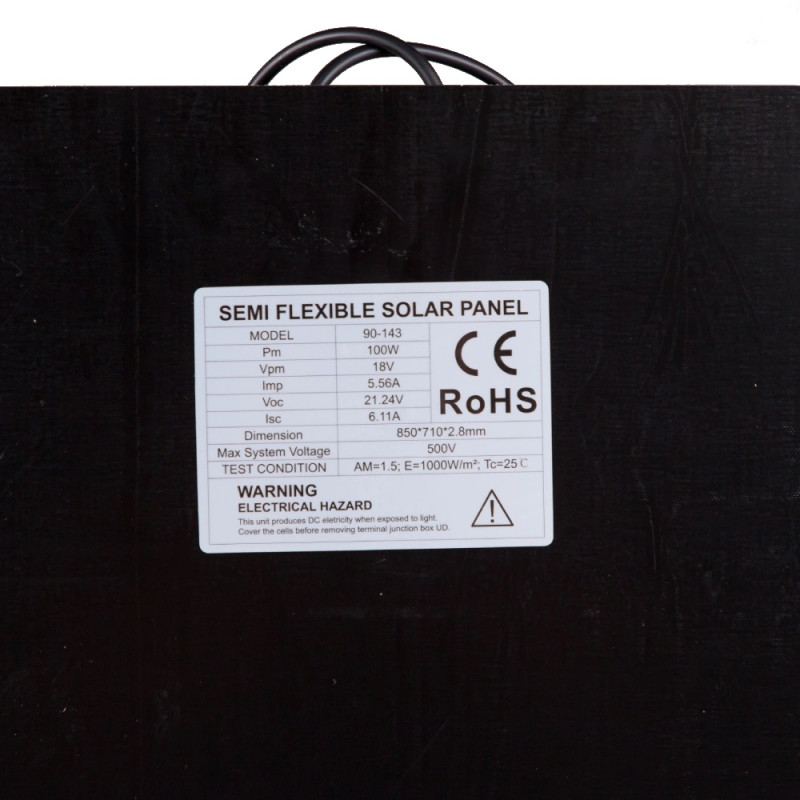 Солнечная панель, гибкая структура, 850x710x2.8 Neo Tools 100Вт