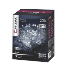 LED гирлянда VELMAX V-SSL, линейная 10м, 100LED, 7500К, прозрачный кабель, IP65 (21-54-28)