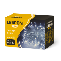 Светодиодная гирлянда LEBRON линейная 10м, 100LED, желтая, IP20, прозрачный кабель 15-18-23