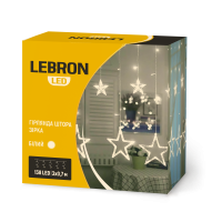 Светодиодная гирлянда LEBRON штора 3х0,7м, звезда 138LED, белая, IP20 15-18-90