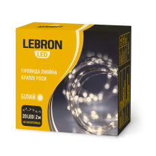Светодиодная гирлянда LEBRON штора 3х2м, капли росы, 200LED, желтая, USB, пульт ДУ, IP20 15-18-64