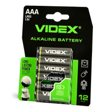 Батарейка щелочная VIDEX LR03/AAA 12шт BLISTER (LR03/12B/AAA/1.5V)