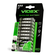 Батарейка щелочная VIDEX LR03/AAA 20шт BLISTER (LR03/20B/AAA/1.5V)