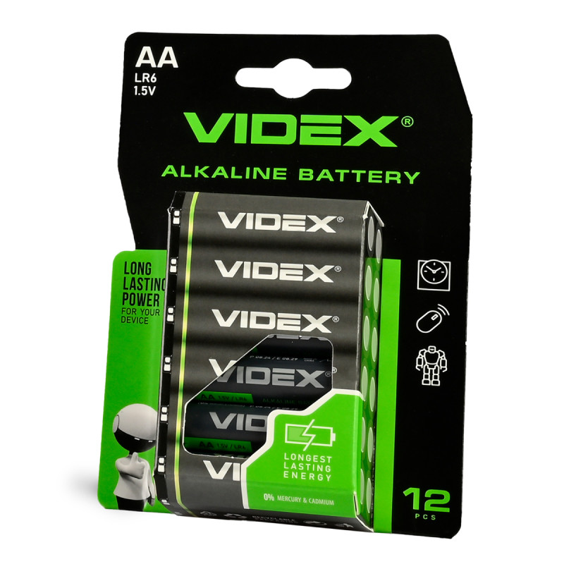 Батарейка щелочная VIDEX LR6/AA 12шт BLISTER (LR6/12B/AA/1.5V)