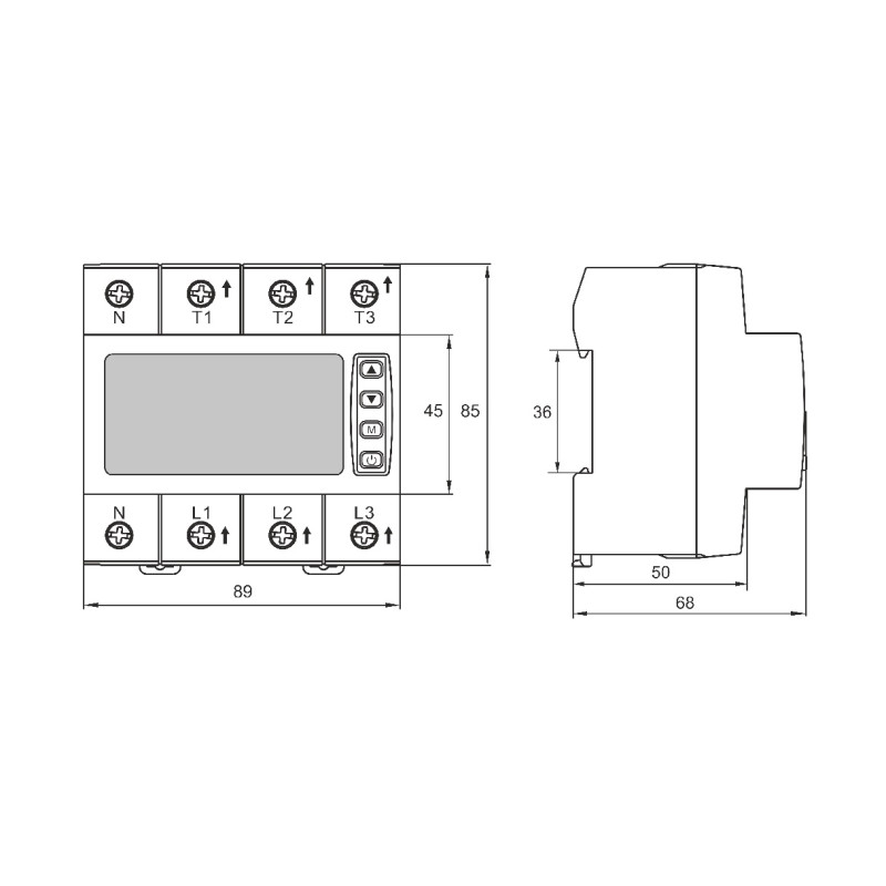 Реле контроля напряжения и тока FRVA3-63A 3ф Промфактор