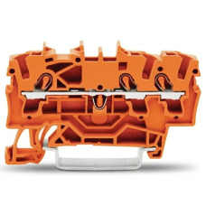 Клемма шв монт WAGO оранжевый 3-проводной проходной клеммник на DIN-рейке 2016-1302