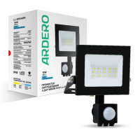 Светодиодный прожектор ARDERO LL-2010ARD 10W 800Lm 6500K черный IP65 с датчиком (80021)