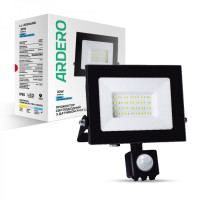 Светодиодный прожектор ARDERO LL-2030ARD 30W 2400Lm 6500K черный IP65 с датчиком (80023)