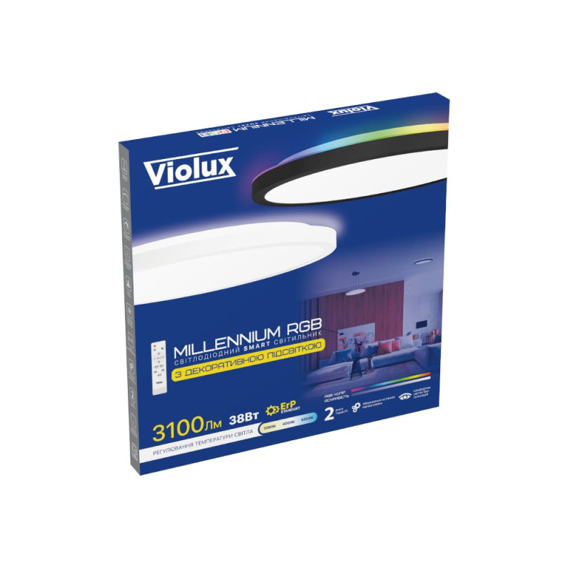 Светильник LED Violux ДББ MILLENNIUM RGB 38W 3000-6000K IP20 круг черный ( 361438 )