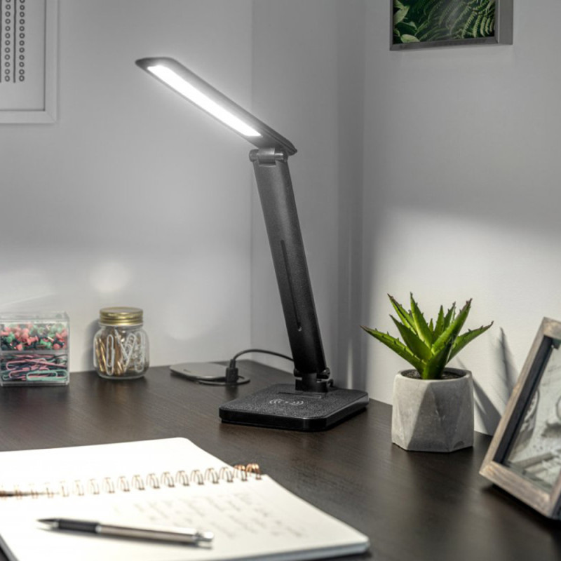 Настольная лампа с индукционной зарядкой GTV IZUKA LED 6W CCT черная (power bank) LB-IZK6WCCT-10