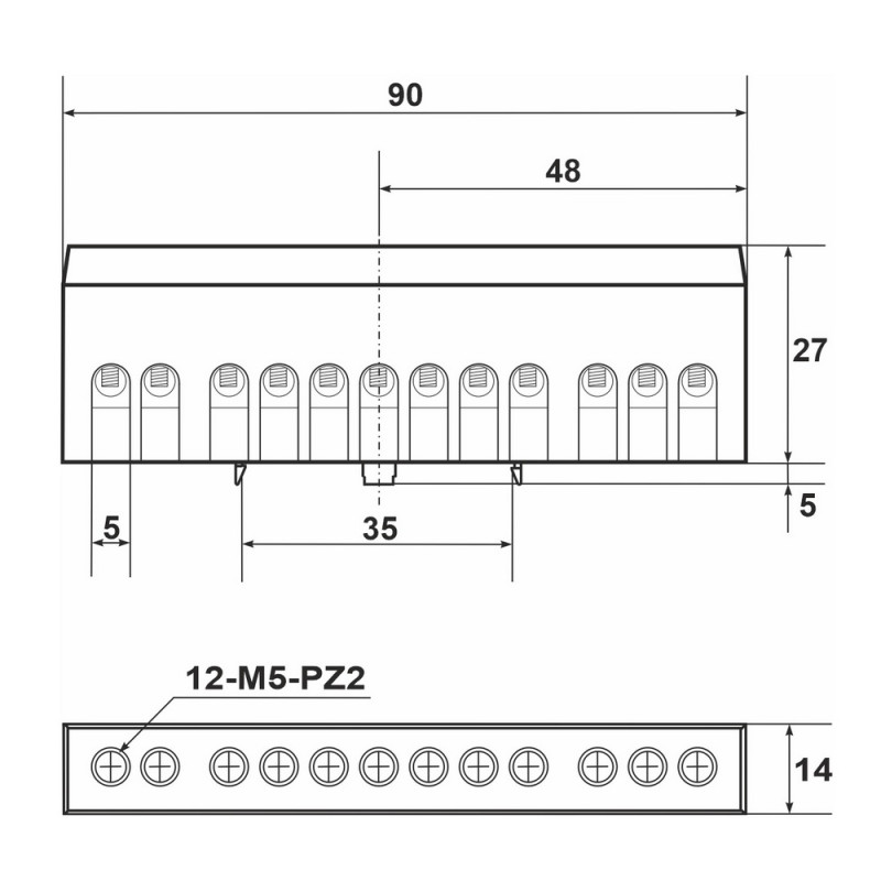 Клемма конечная изолированная 6x9мм 12 отв серая Промфактор ( FMD812GR )