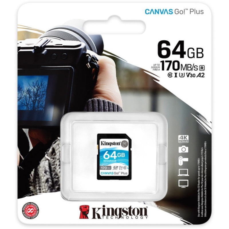 Карта пам’яті Kingston FLASH Canvas Go Plus A2 Micro SDXC 64GB (SDCG3/64GBSP)