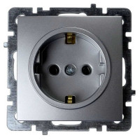 Розетка Nilson Touran серебро 1-я с заземлением без рамки ( 24130417 )