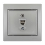 Розетка одинарная телефонная LEZARD Mira металл серый 701-1010-137 