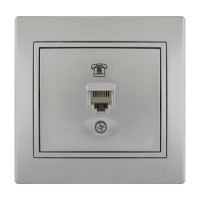 Розетка одинарная телефонная LEZARD Mira металл серый 701-1010-137 